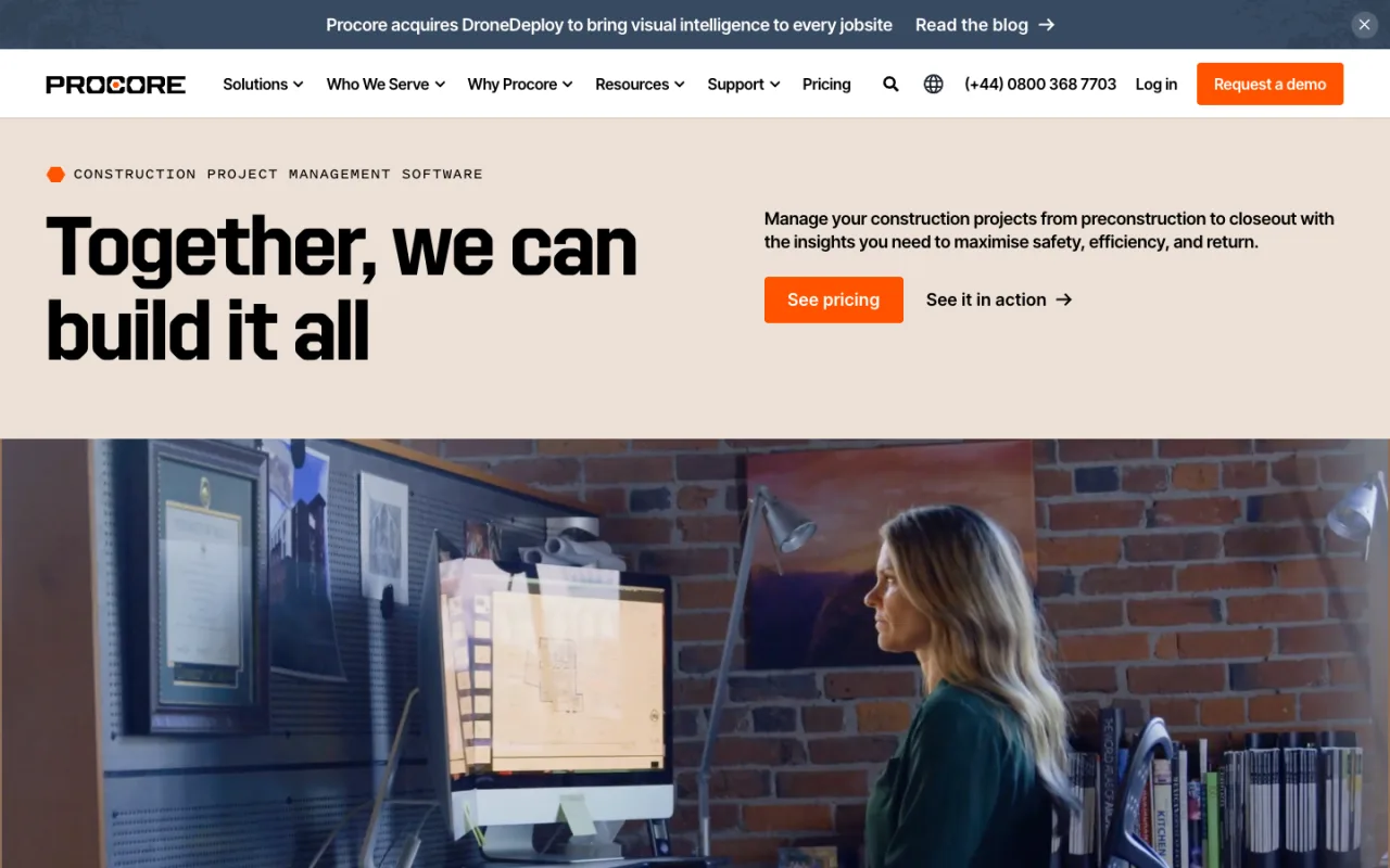 Procore homepage hero (UK site)